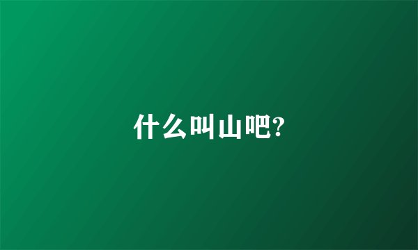 什么叫山吧?