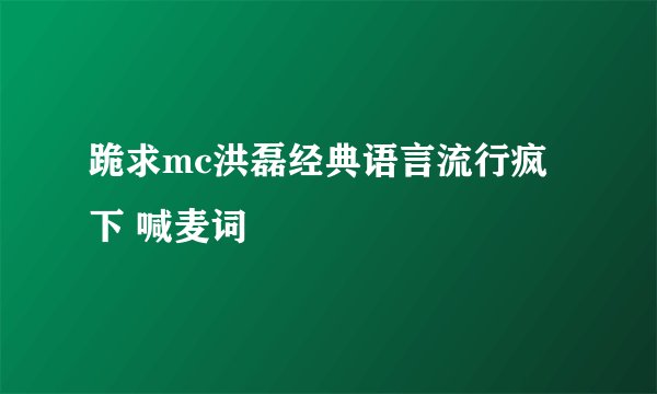 跪求mc洪磊经典语言流行疯下 喊麦词