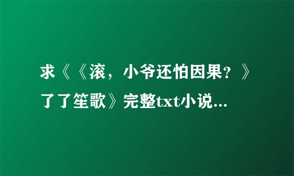 求《《滚，小爷还怕因果？》了了笙歌》完整txt小说百度网盘下载链接