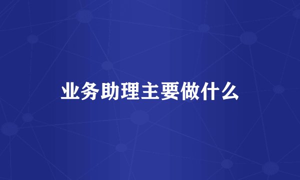 业务助理主要做什么