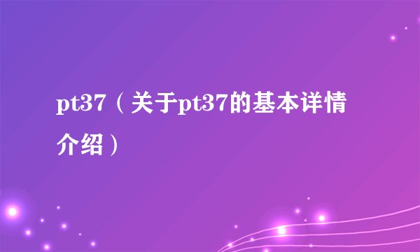 pt37（关于pt37的基本详情介绍）