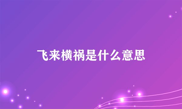 飞来横祸是什么意思