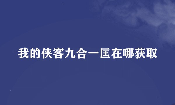我的侠客九合一匡在哪获取