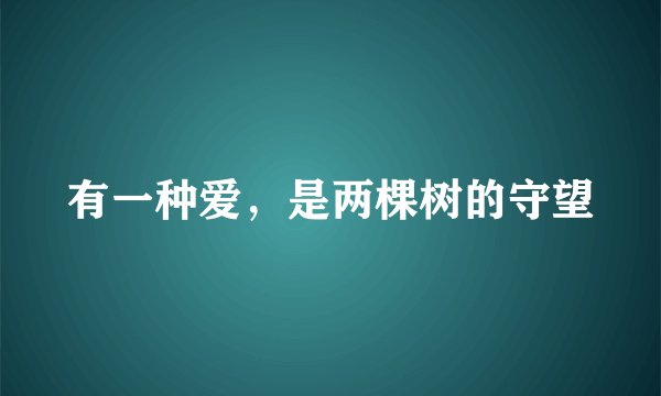 有一种爱，是两棵树的守望