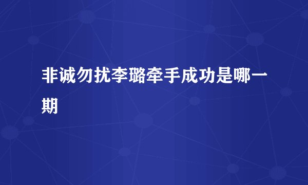 非诚勿扰李璐牵手成功是哪一期