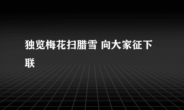 独览梅花扫腊雪 向大家征下联