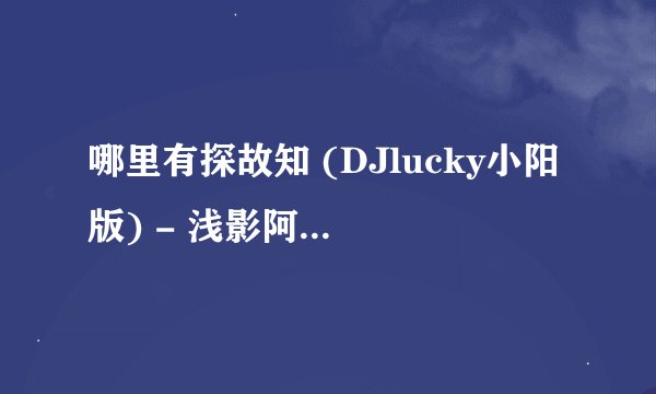 哪里有探故知 (DJlucky小阳版) - 浅影阿下载_车载DJ无损FLAC_歌词LRC完
