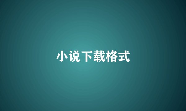 小说下载格式