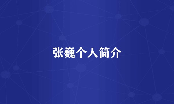 张巍个人简介