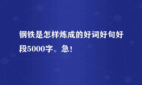 钢铁是怎样炼成的好词好句好段5000字。急！