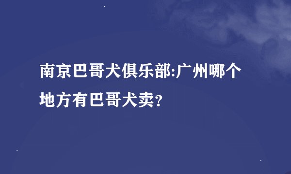南京巴哥犬俱乐部:广州哪个地方有巴哥犬卖？