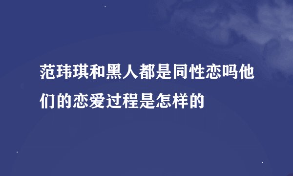 范玮琪和黑人都是同性恋吗他们的恋爱过程是怎样的