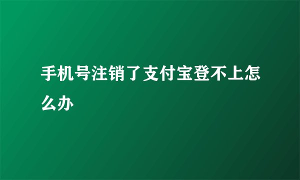 手机号注销了支付宝登不上怎么办