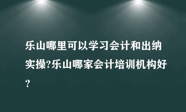 乐山哪里可以学习会计和出纳实操?乐山哪家会计培训机构好?