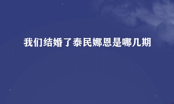 我们结婚了泰民娜恩是哪几期