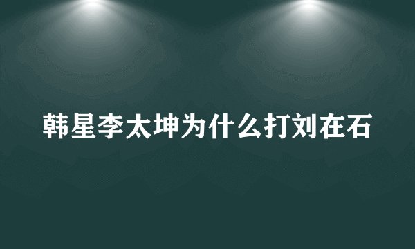 韩星李太坤为什么打刘在石