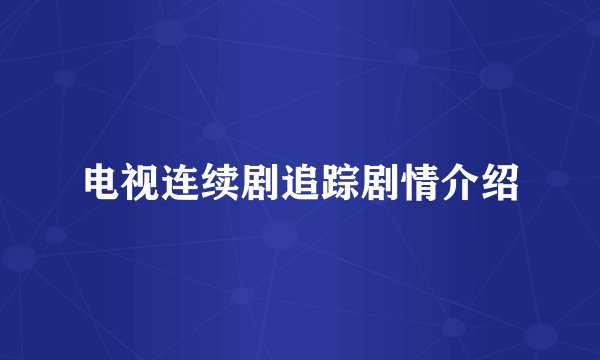 电视连续剧追踪剧情介绍