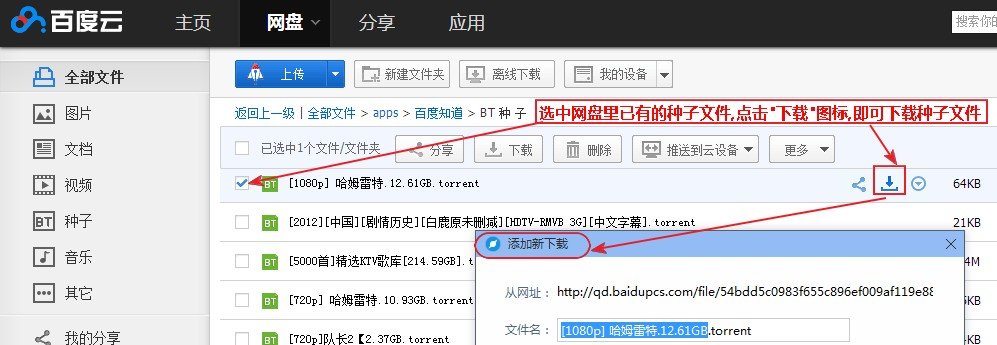 可不可以用百度网盘下载torrent后缀的种子？