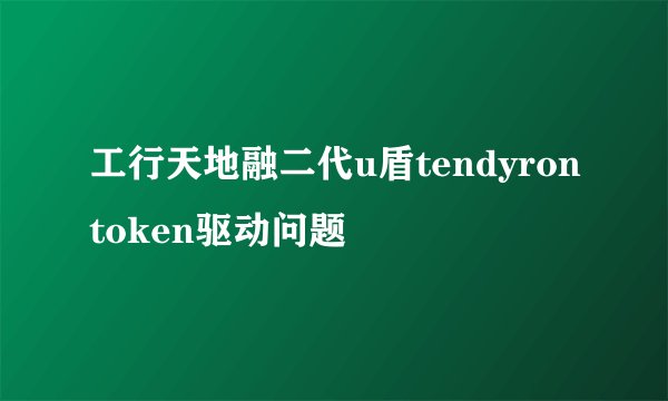 工行天地融二代u盾tendyrontoken驱动问题