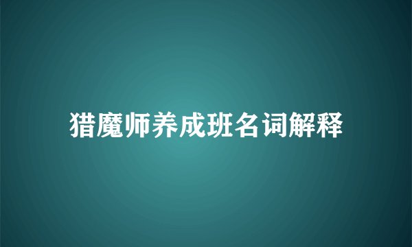 猎魔师养成班名词解释