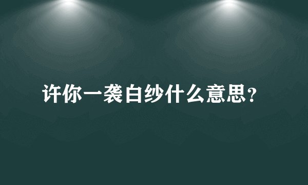 许你一袭白纱什么意思？