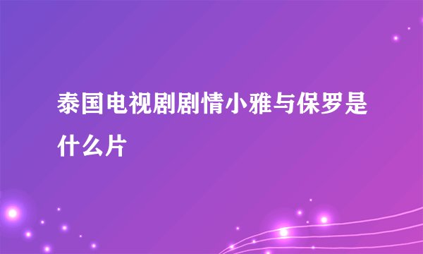 泰国电视剧剧情小雅与保罗是什么片