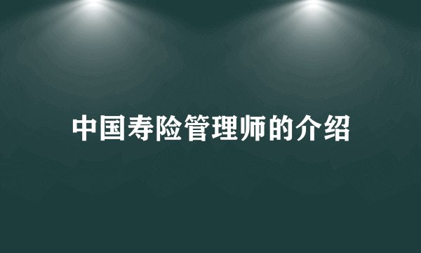 中国寿险管理师的介绍