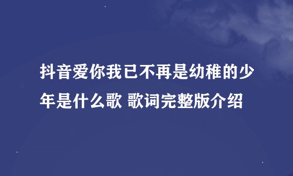 抖音爱你我已不再是幼稚的少年是什么歌 歌词完整版介绍