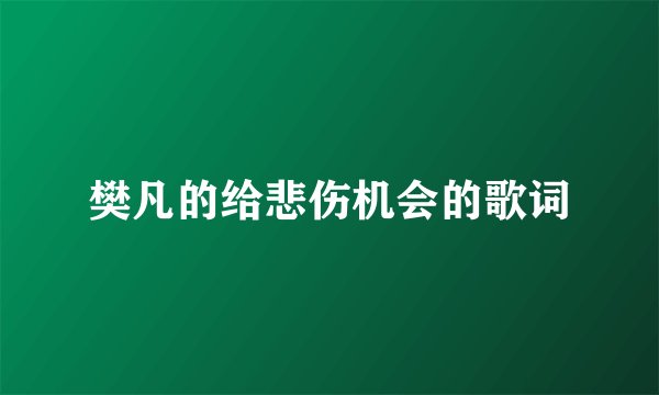 樊凡的给悲伤机会的歌词