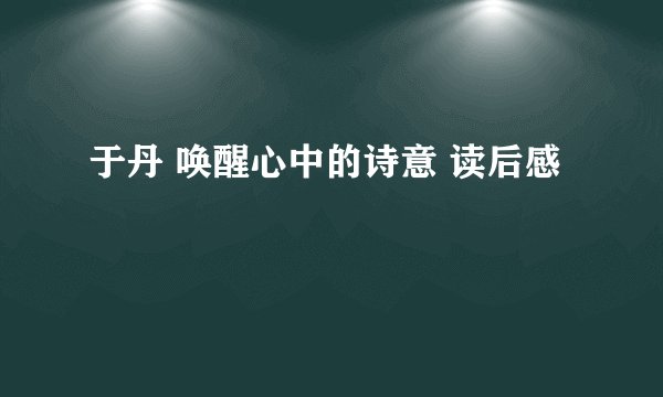 于丹 唤醒心中的诗意 读后感