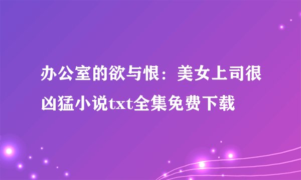 办公室的欲与恨：美女上司很凶猛小说txt全集免费下载