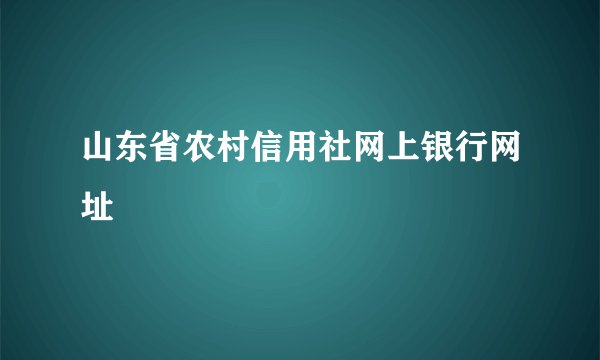 山东省农村信用社网上银行网址