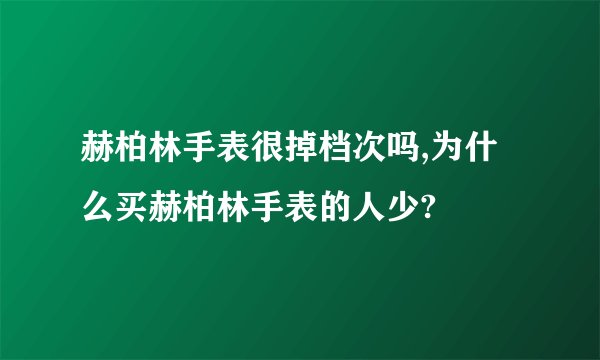 赫柏林手表很掉档次吗,为什么买赫柏林手表的人少?