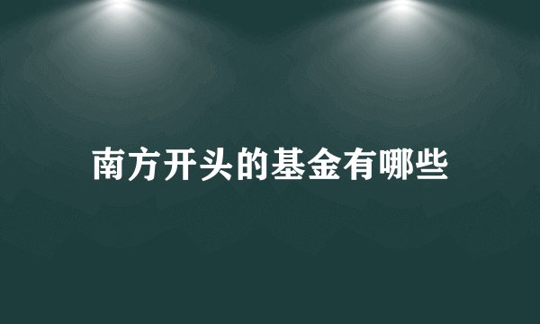 南方开头的基金有哪些