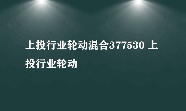 上投行业轮动混合377530 上投行业轮动