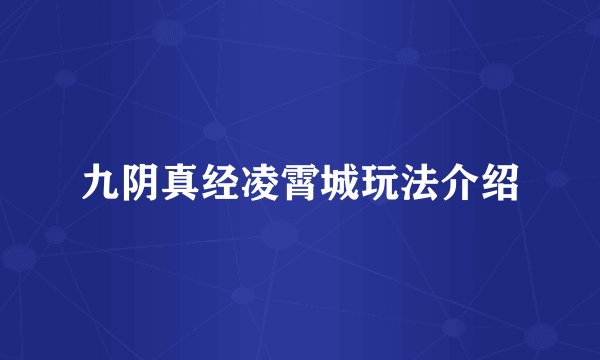 九阴真经凌霄城玩法介绍