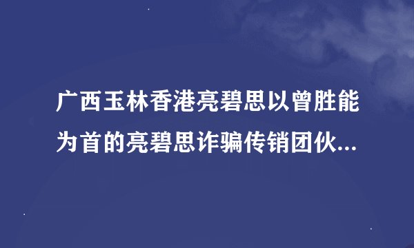 广西玉林香港亮碧思以曾胜能为首的亮碧思诈骗传销团伙部分现状