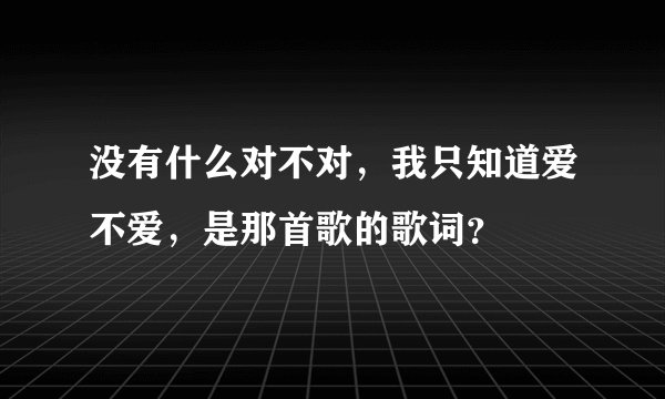 没有什么对不对,我只知道爱不爱,是那首歌的歌词?