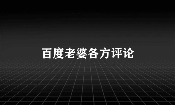 百度老婆各方评论