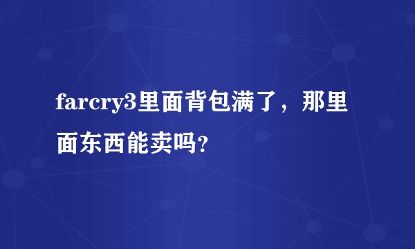 farcry3里面背包满了，那里面东西能卖吗？