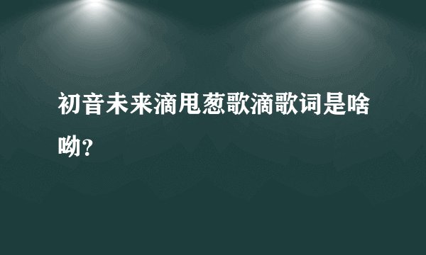 初音未来滴甩葱歌滴歌词是啥呦？