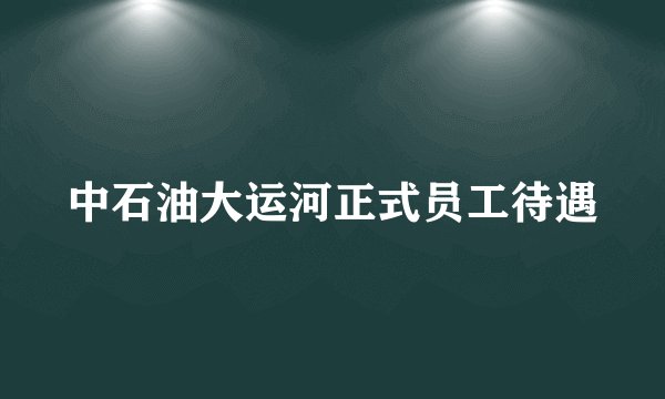 中石油大运河正式员工待遇