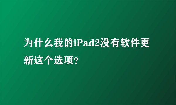 为什么我的iPad2没有软件更新这个选项？