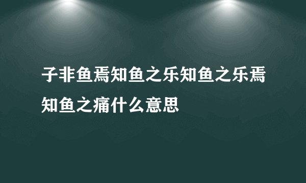 子非鱼焉知鱼之乐知鱼之乐焉知鱼之痛什么意思