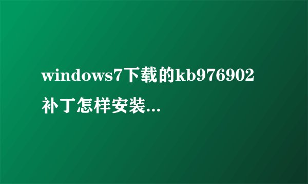 windows7下载的kb976902补丁怎样安装麻烦各位大哥大姐了