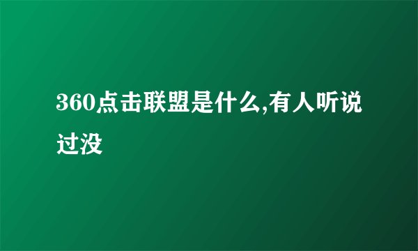 360点击联盟是什么,有人听说过没