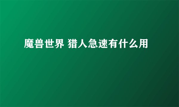 魔兽世界 猎人急速有什么用