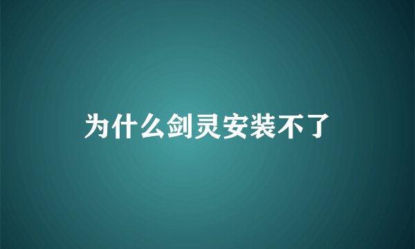 为什么剑灵安装不了