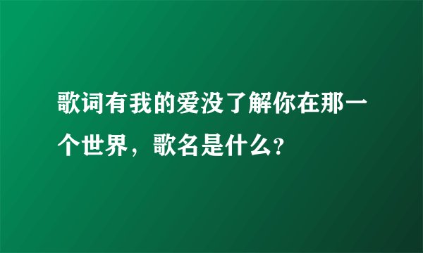 歌词有我的爱没了解你在那一个世界，歌名是什么？