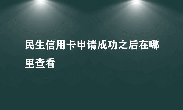 民生信用卡申请成功之后在哪里查看